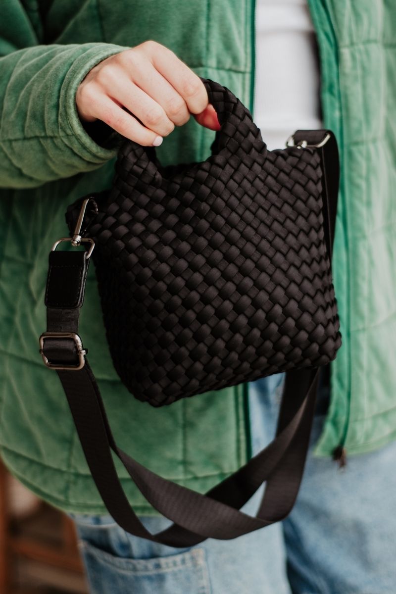 Black Wholesale Neoprene Crossbody Bucket Bag
