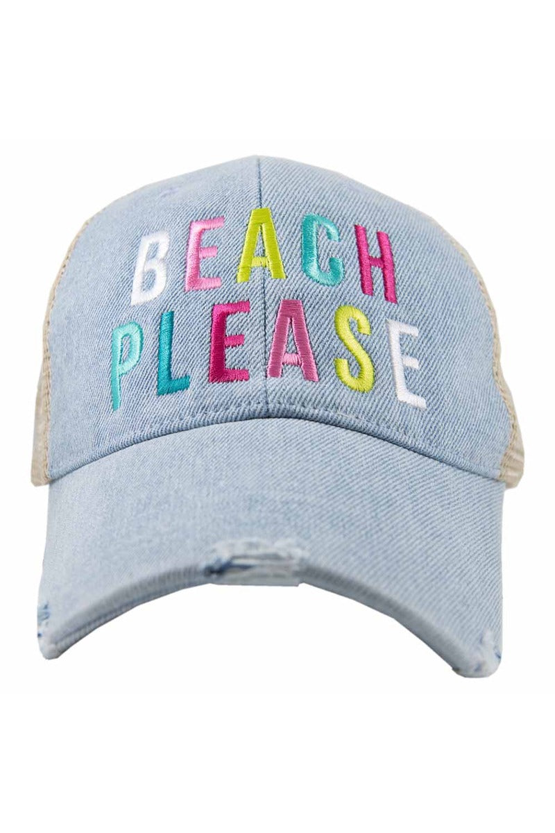Beach Please (MULTICOLORED) Wholesale Denim Trucker Hat