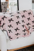 Pink and Black Bows Wholesale Double Sided Throw Blanket