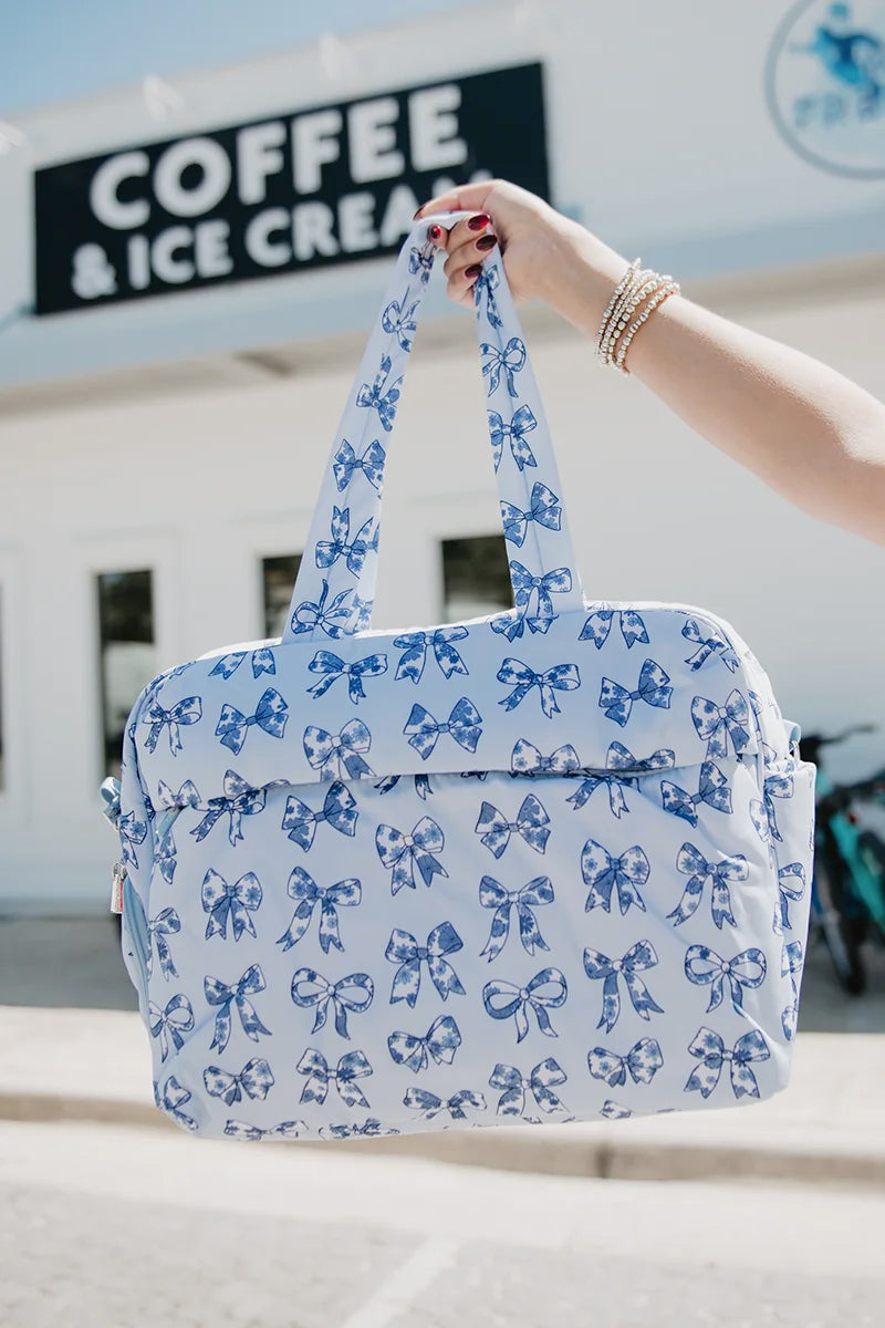 Light Blue Toile Coquette Bows Wholesale Classic Weekender