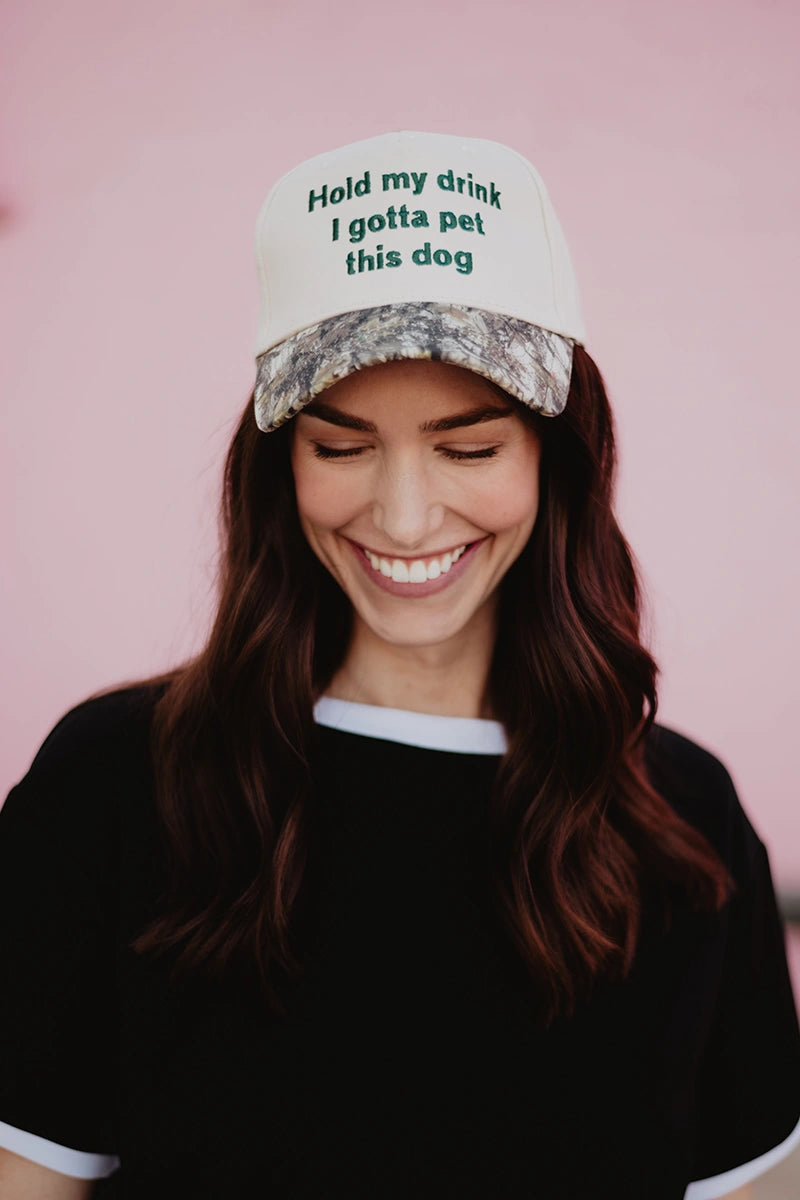 Hold My Drink I Gotta Pet This Dog Wholesale Vintage Hat
