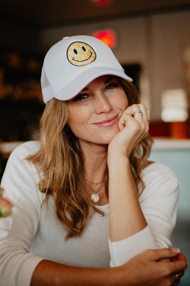 Yellow Checkered Happy Face Wholesale Foam Trucker Hat