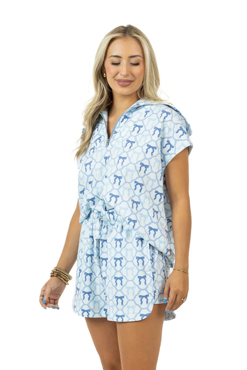 Light Blue Mini Bows Wholesale Athleisure Sets Clothing
