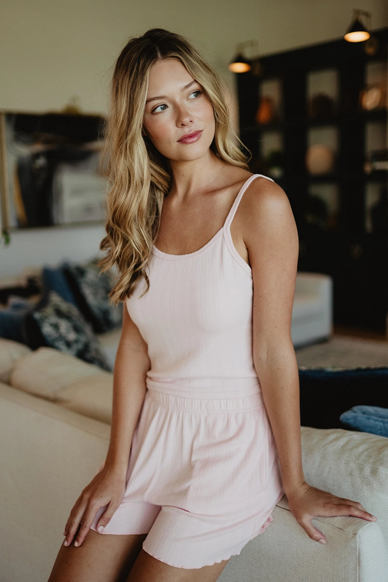 Light Pink Wholesale Pointelle Tank Set