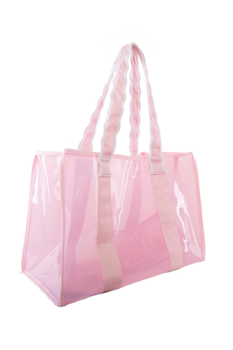 Light Pink Scalloped Handle Jelly Tote Bag For Boutiques