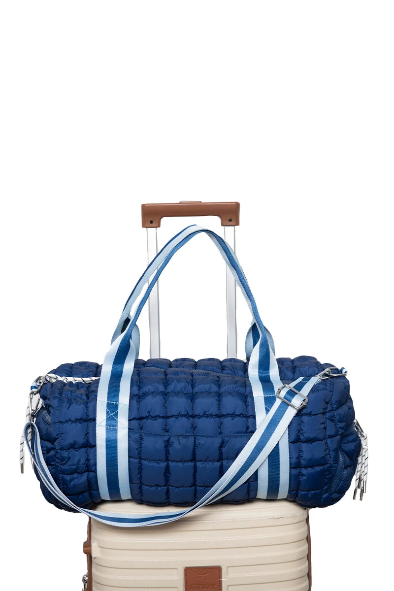 Navy Striped Wholesale Quilted Cute Duffel Bag