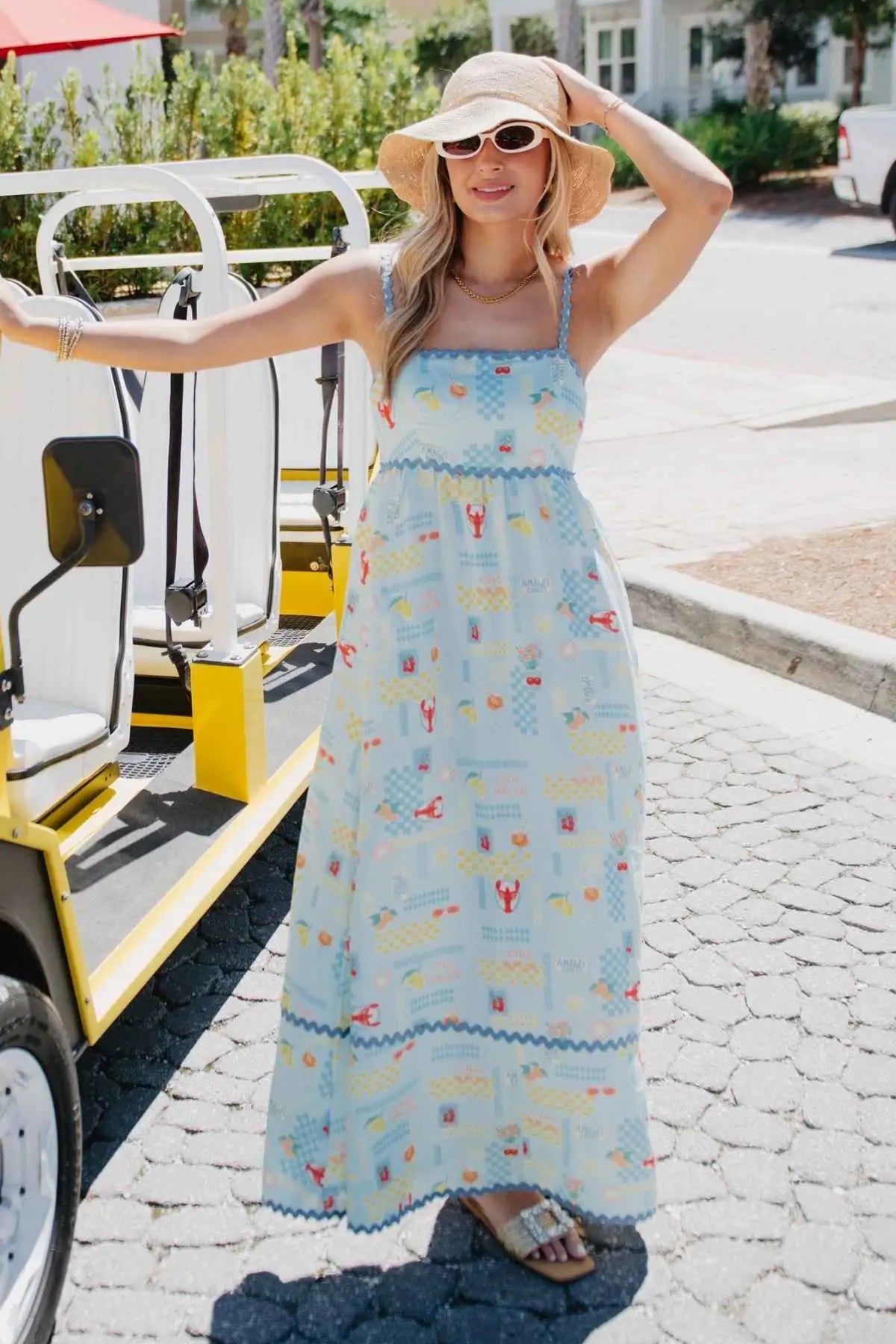 Light Blue Italian Summer Wholesale Flowy Maxi Dress