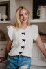 Short Sleeve Bow Sweater (White)