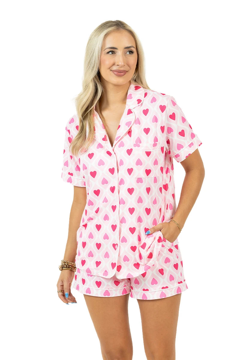 Light and Hot Pink Hearts Wholesale PJ Women's