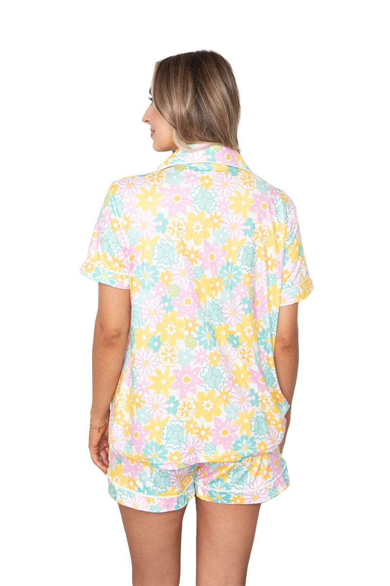 Spring Flowers Wholesale Pajama Shorts Set