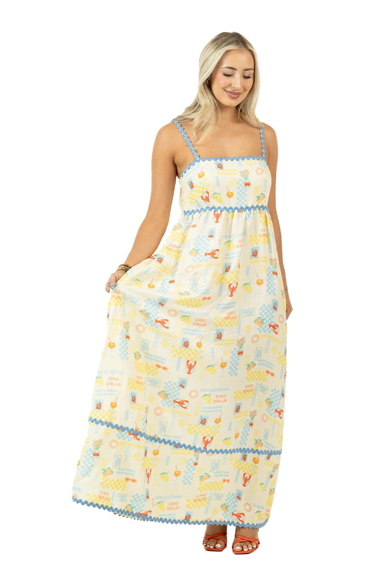Italian Summer Wholesale Maxi Dress for Women (Yellow)