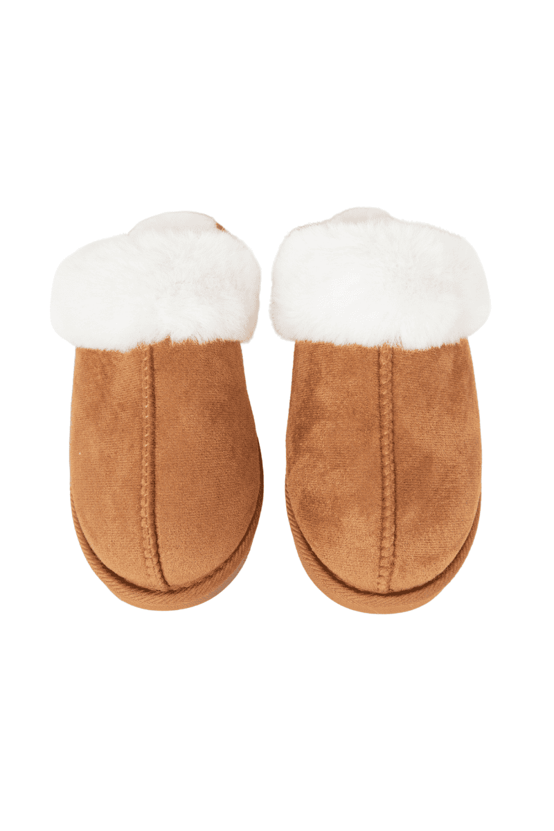 Chestnut Faux Fur Wholesale Slip-On House Shoes