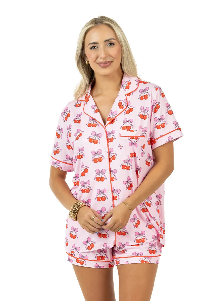 Cherry Bow Repeat Wholesale Pajama Loungewear