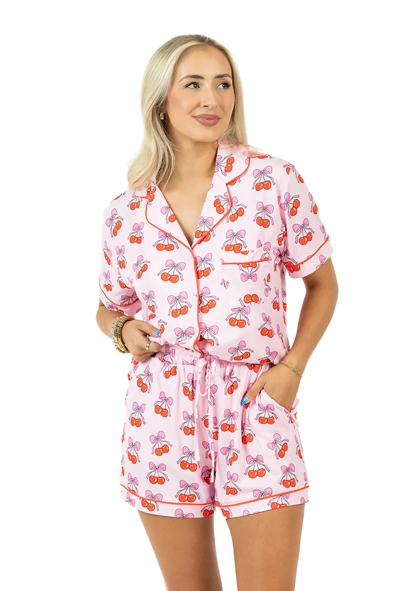 Cherry Bow Repeat Wholesale Pajama Loungewear