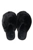 Black Faux Fur Jumbo Slippers for Women