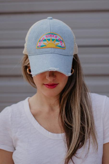 Good Vibes Only Patch Denim Wholesale Hat