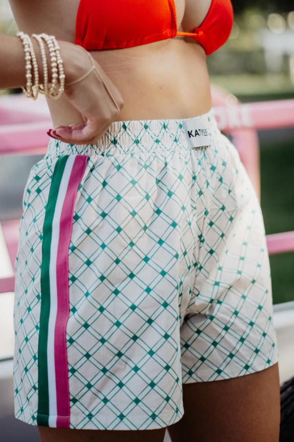 Pink and Green Plaid Wholesale Ladies Boxer Shorts
