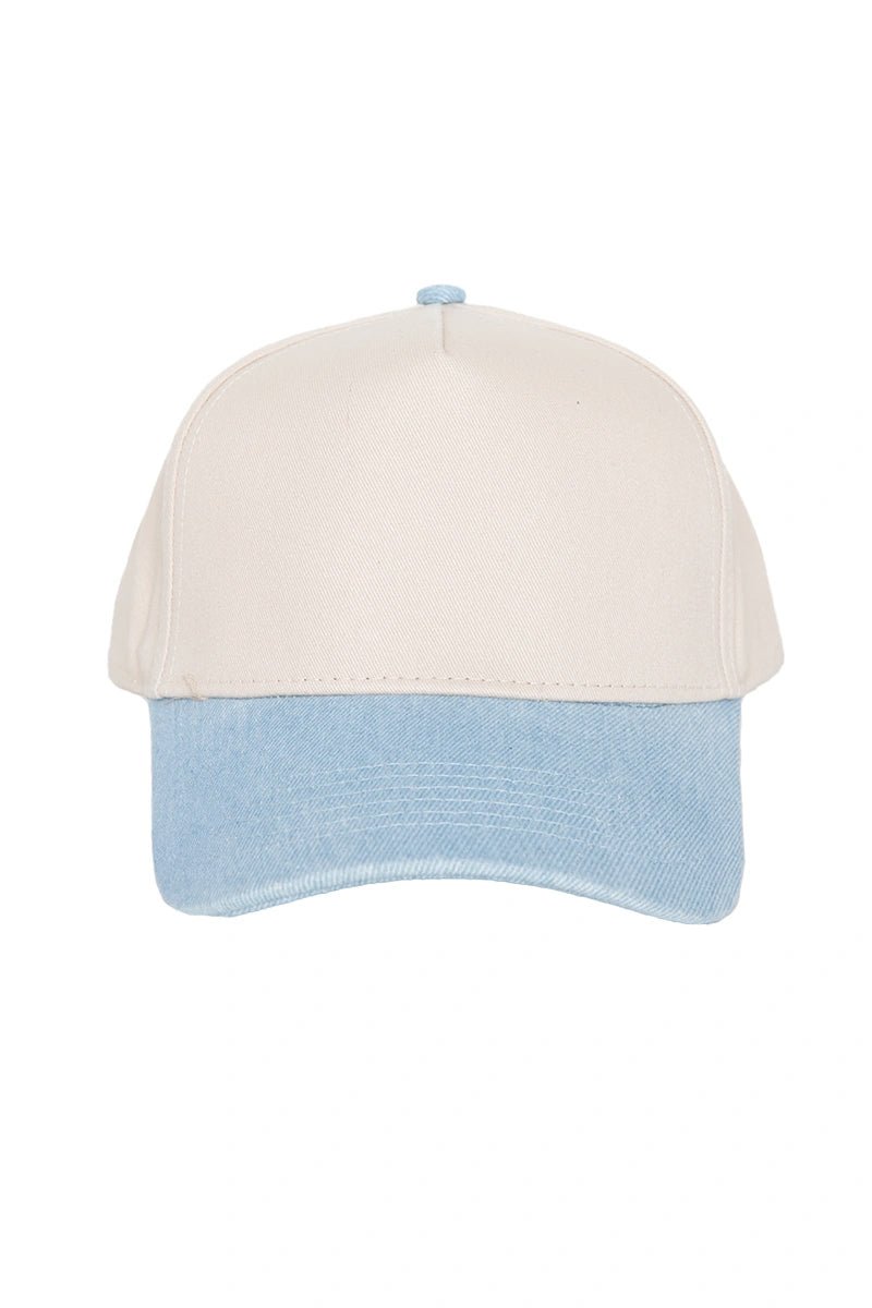 Denim and Tan Blank Wholesale Vintage Hat