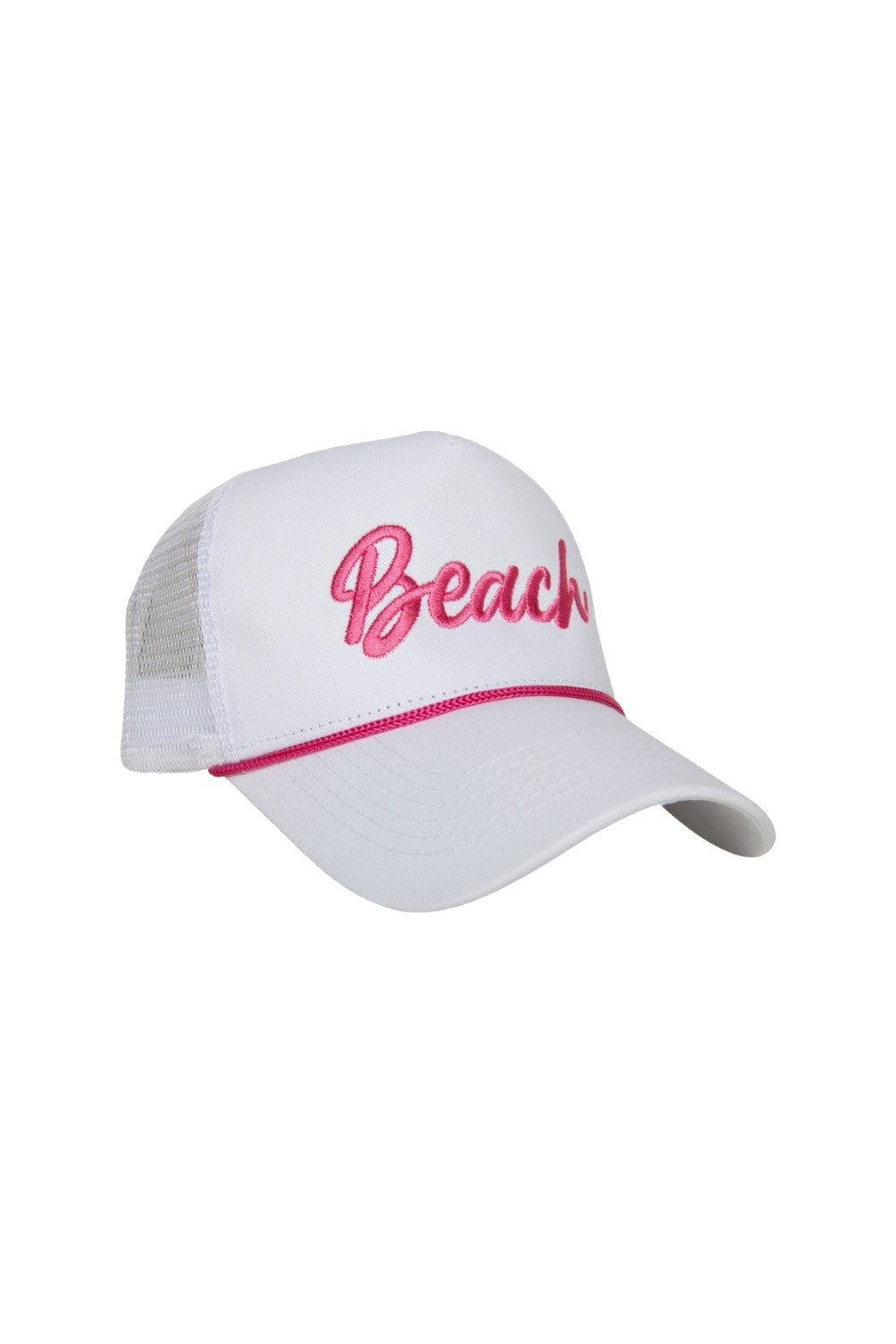 Beach Cursive Trucker Cap with Rope