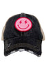 Hot Pink Lightning Happy Face (Black/Tan) Wholesale Trucker Hat