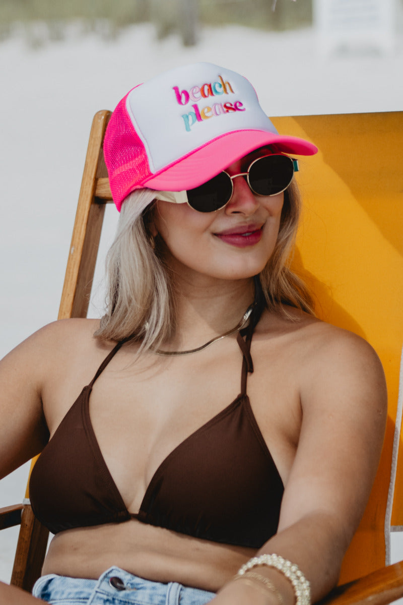 Beach Please (LOWER CASE) Wholesale Foam Trucker Hat
