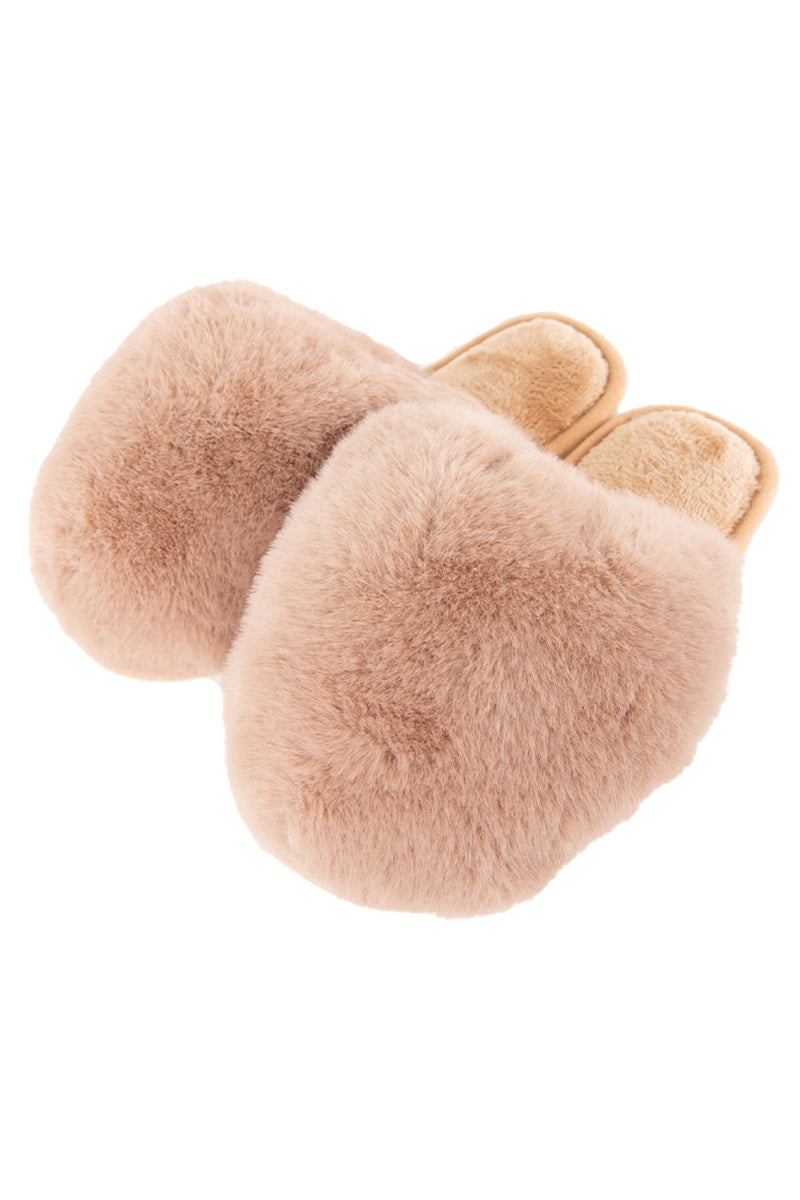 Tan Faux Fur Jumbo Slippers Wholesale