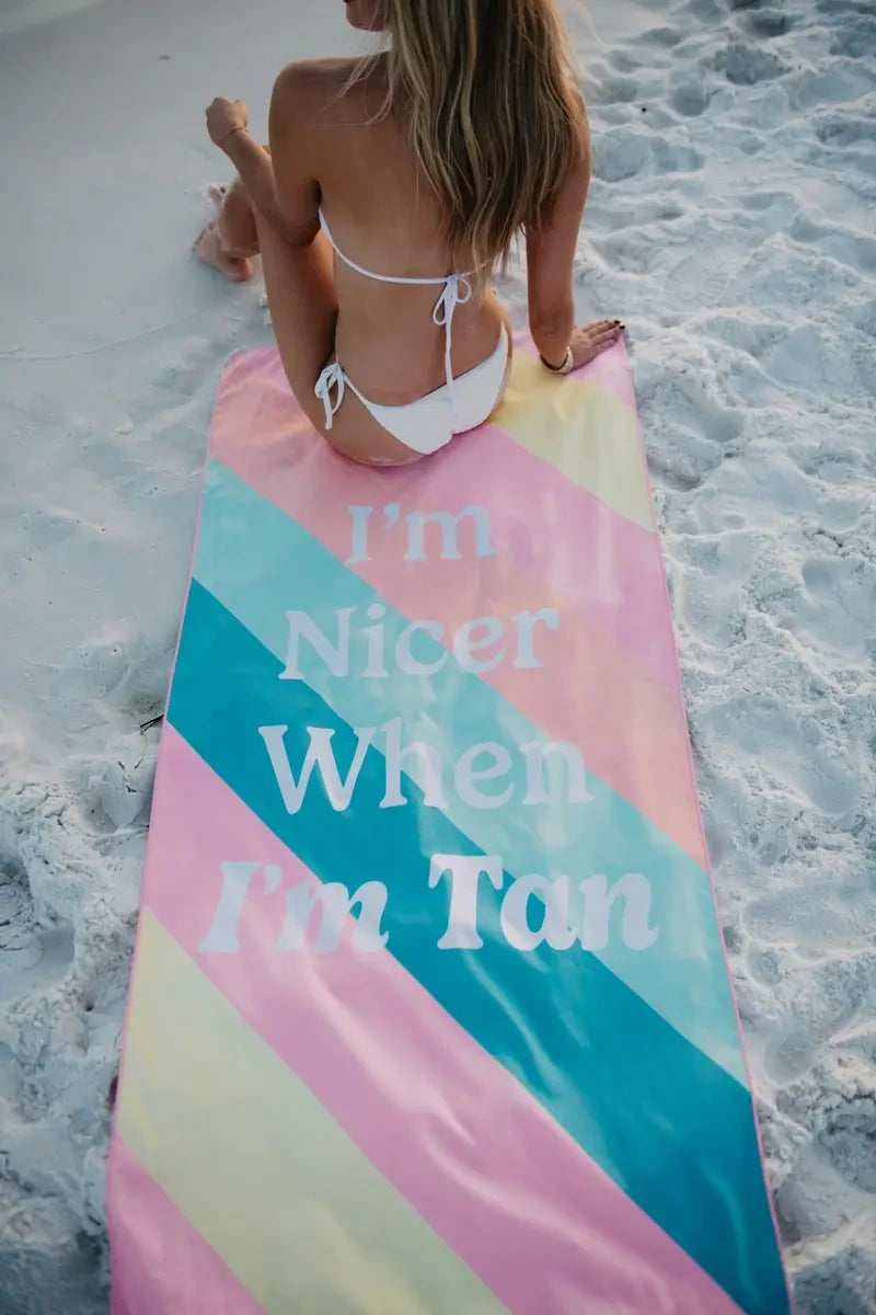 I'm Nicer When I'm Tan Wholesale Reversible Quick Dry Towel