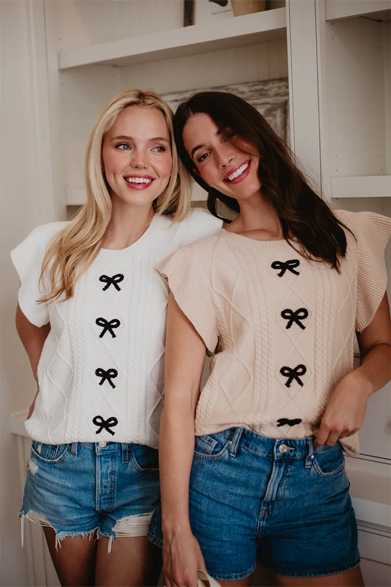 Bow Sweater Top (Tan)