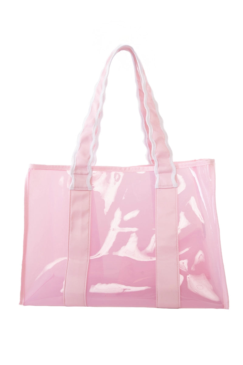 Light Pink Scalloped Handle Jelly Tote Bag For Boutiques