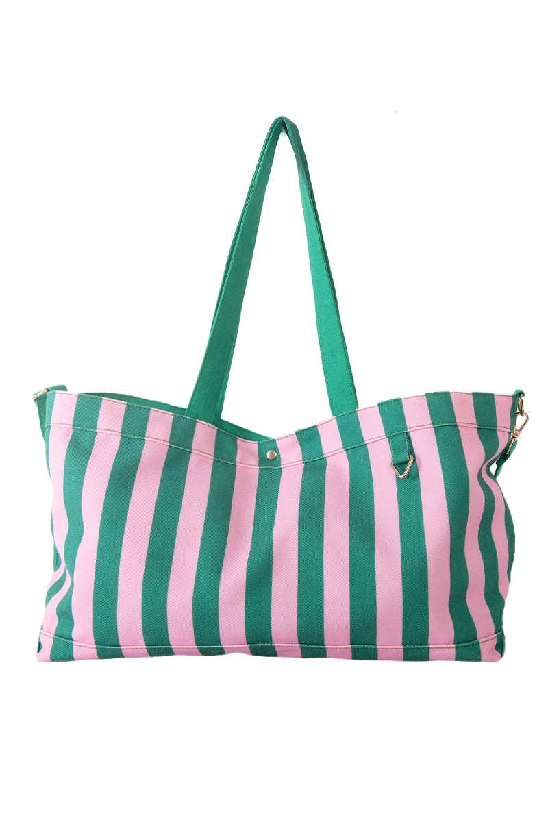 Pink & Green Cabana Wholesale Sleepover Bag