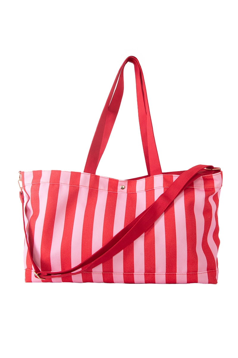 Pink & Red Striped Wholesale Sleepover Bag