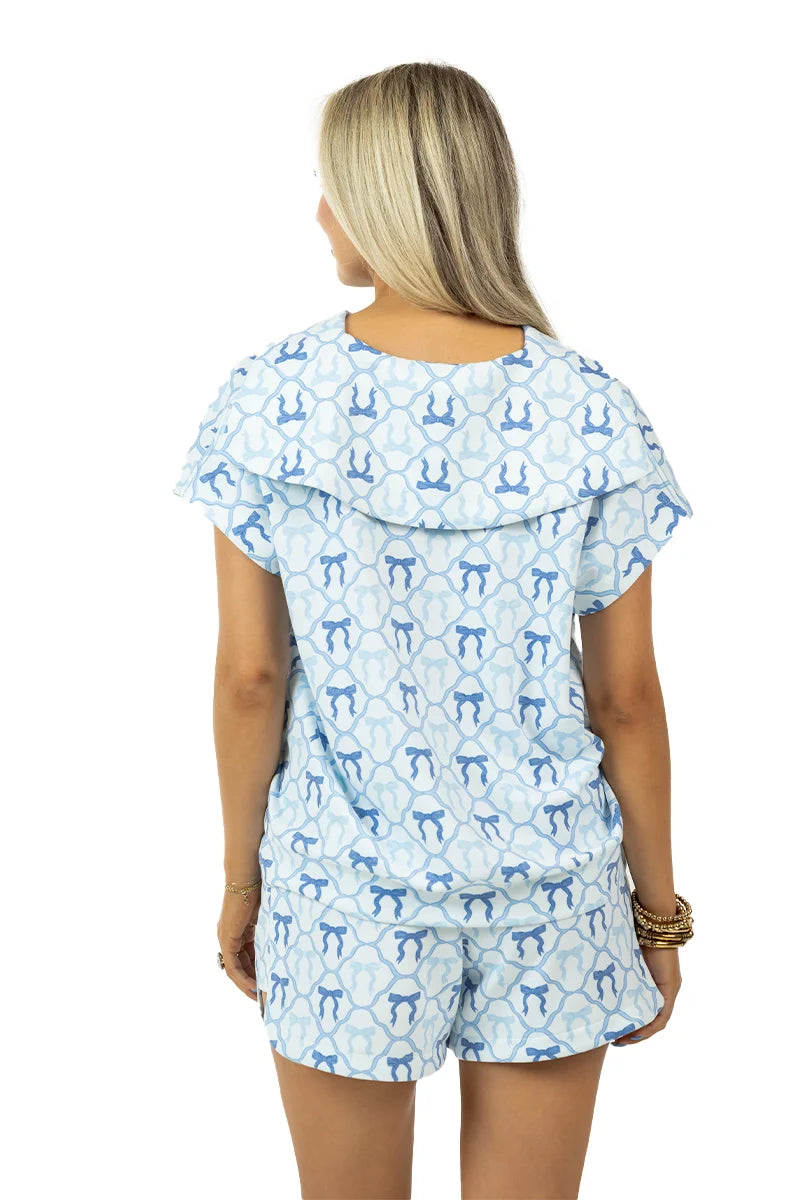 Light Blue Mini Bows Wholesale Athleisure Sets Clothing