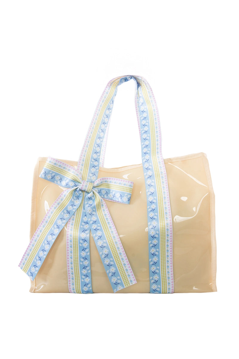 Yellow Ribbon Handle Wholesale Jelly Tote Bag