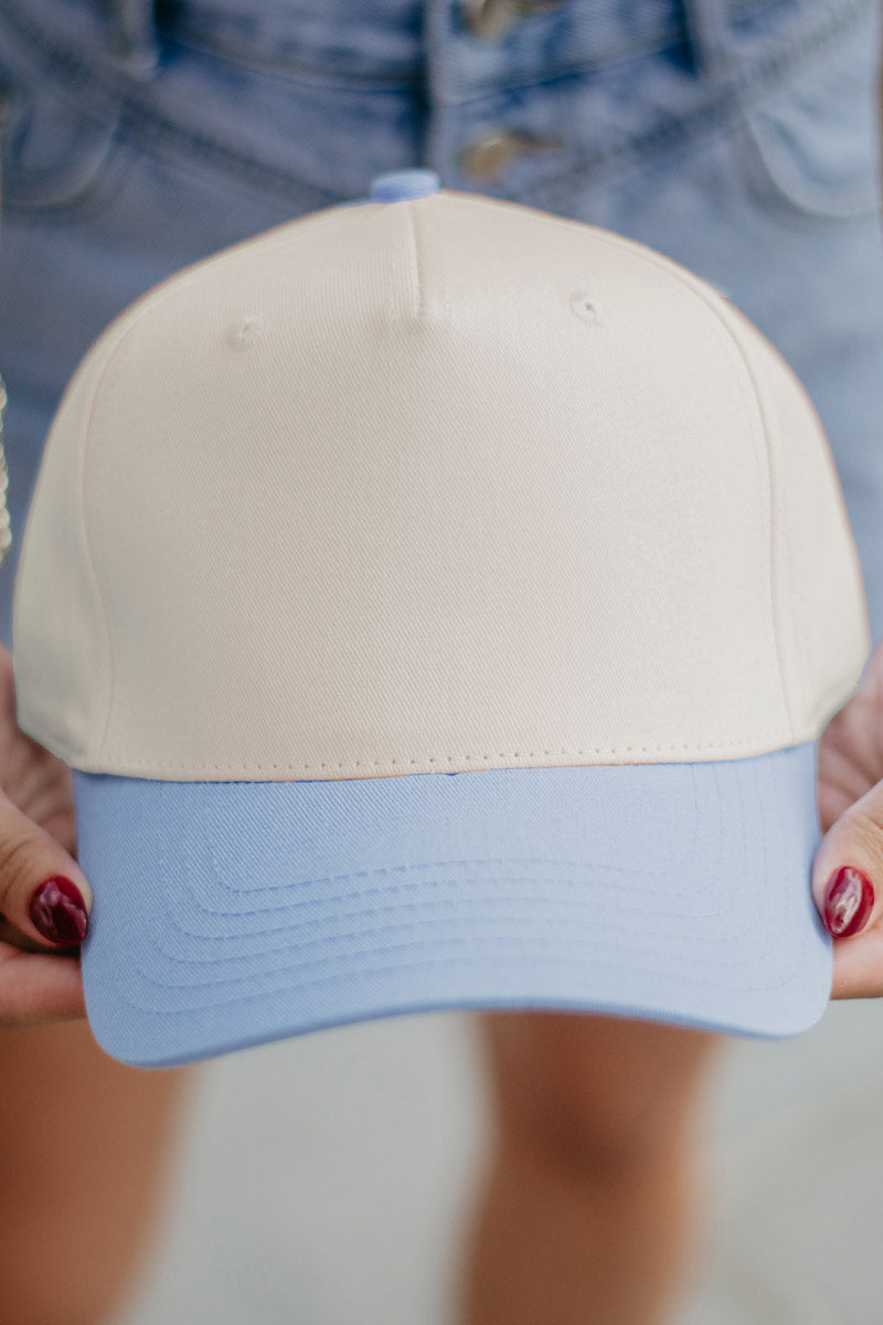 Light Blue and Tan Wholesale Two-Toned Vintage Hat