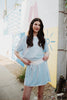 Light Blue and White Contrast Skirt Wholesale Sets
