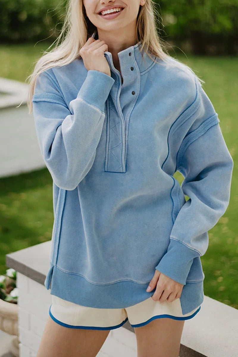 Light Blue Vintage Wash Wholesale Pullover Sweatshirt