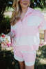 Light Pink Rugby Striped Wholesale Shorts Set