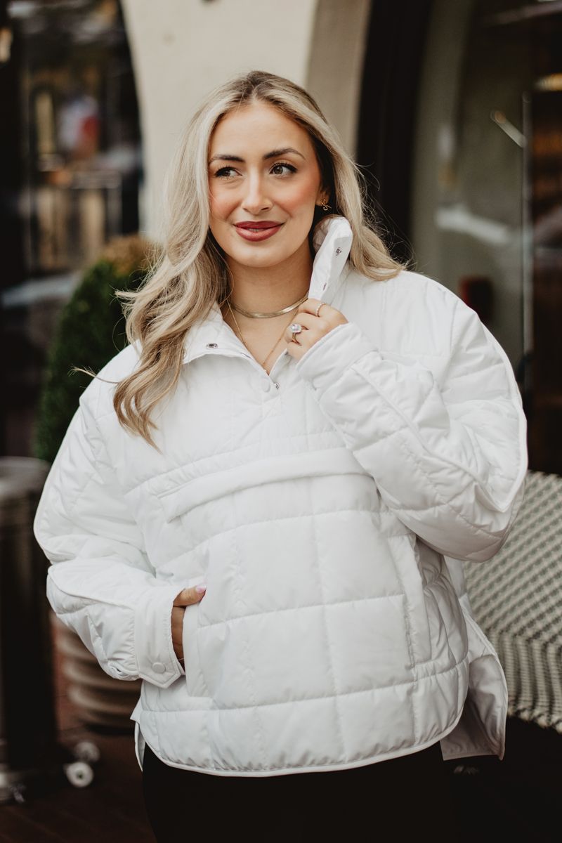 White Puffer Wholesale Pullover Jacket