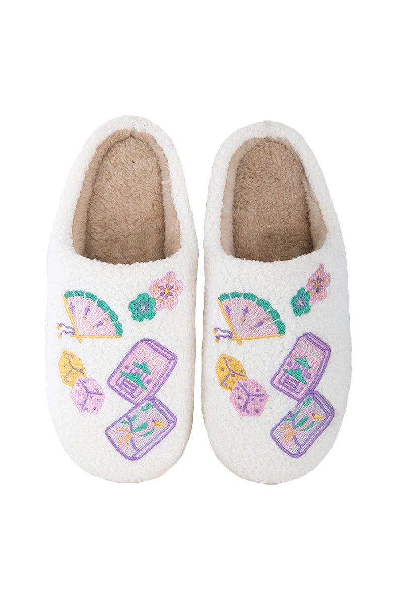 Mahjong Pieces Wholesale Fuzzy Slippers