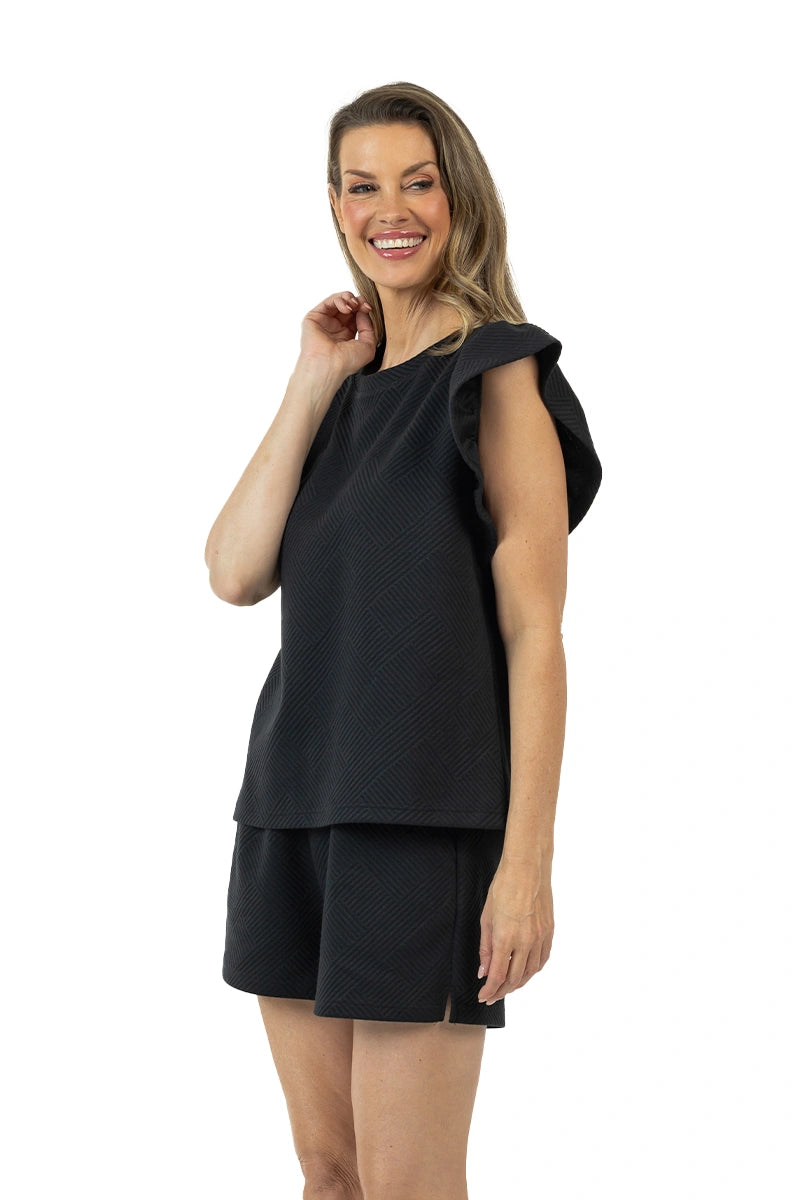 Black Jacquard Wholesale Two Piece Sets Women