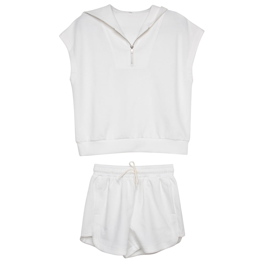 White Wholesale Half Zip Comfort Set