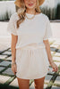 Beige and White Wholesale Contrast Cute Matching Skirt Set