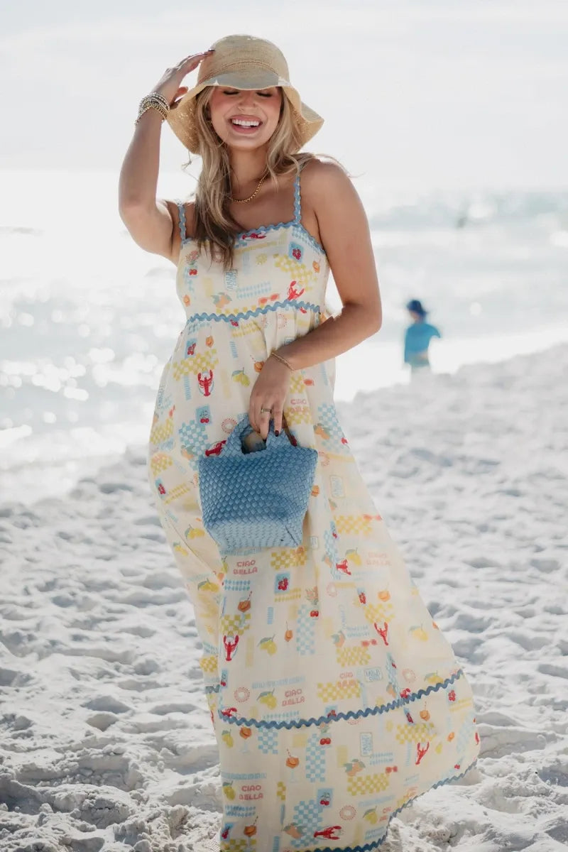Italian Summer Wholesale Maxi Dress for Women (Yellow)