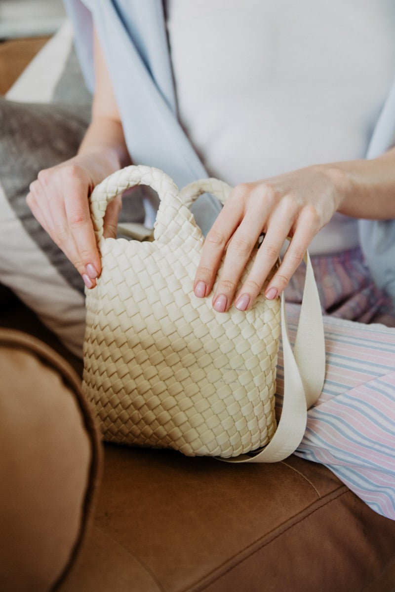 Cream Wholesale Woven Mini Bucket Bag