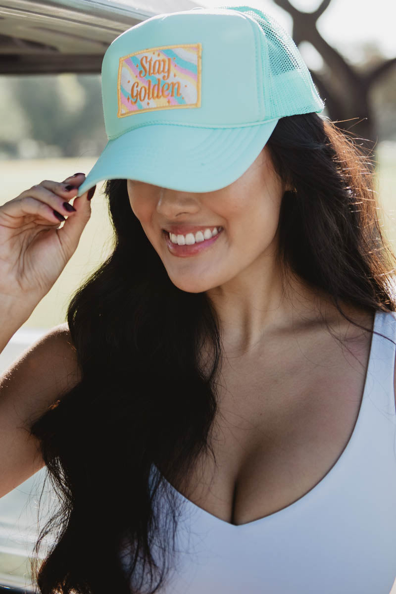 Stay Golden White Wholesale Patch Trucker Hat