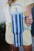 Light Blue and Navy Striped 38 Oz Cabana Wholesale Tumbler