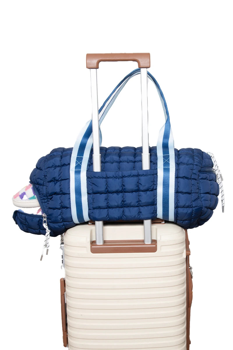 Navy Striped Wholesale Quilted Cute Duffel Bag