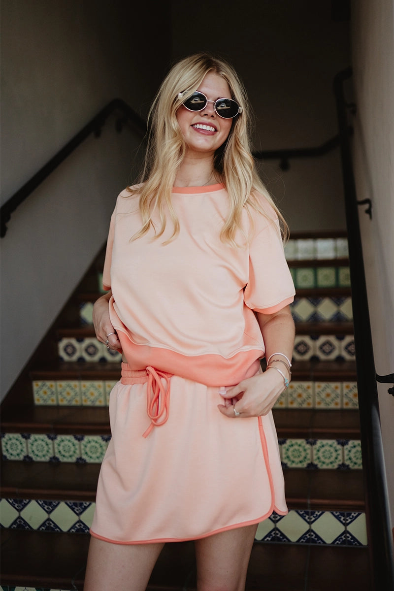 Orange Creamsicle Contrast Wholesale Skirt Sets