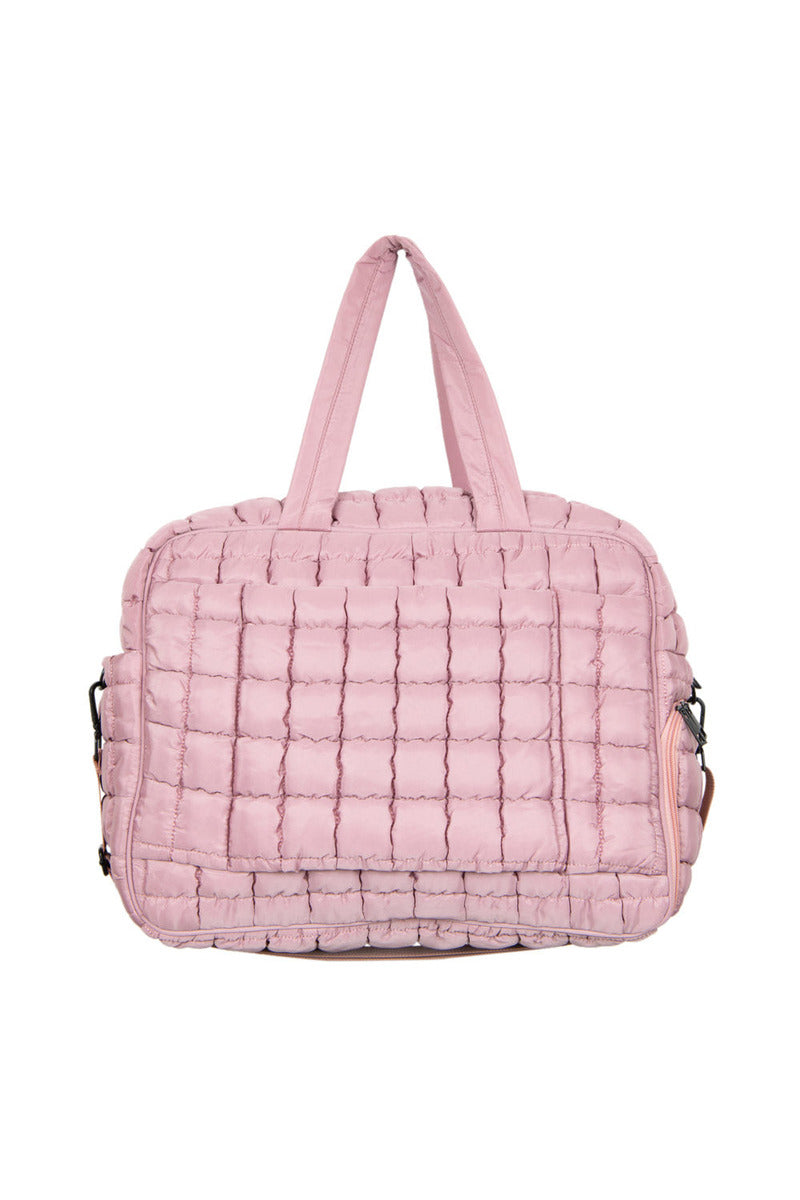 Mauve Quilted Wholesale Garment Duffel Bag w/ Pass-Thru Slip