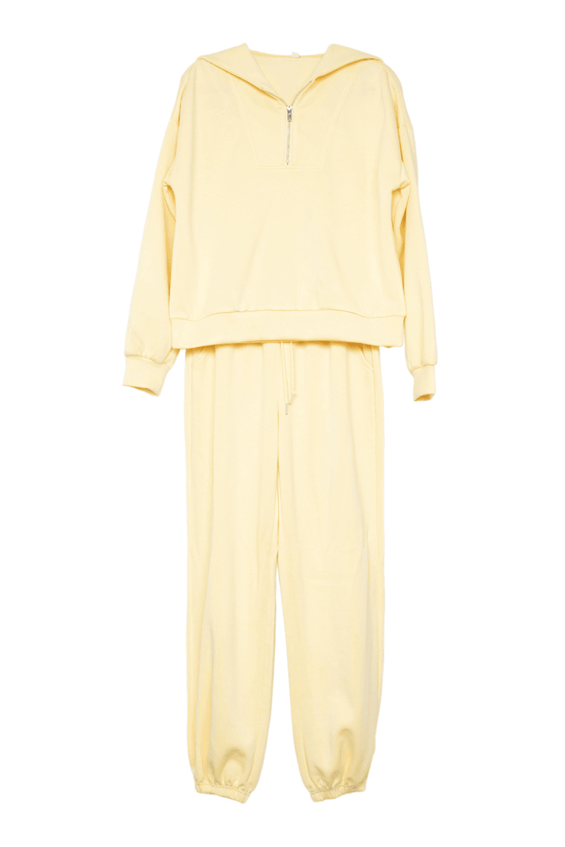 Yellow Women's Wholesale Half Zip Lounge Set